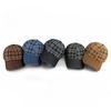 Vintage Plaid Denim Baseball Cap for Men Women Structured Hard Top Tartan Check Sun Hat Casual Retro Peaked Cap