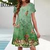 Women's Dresses Summer Fashion Round Neck Loose Bohemian Vacation Dresses Vintage Casual Short Sleeve Woman Clothes