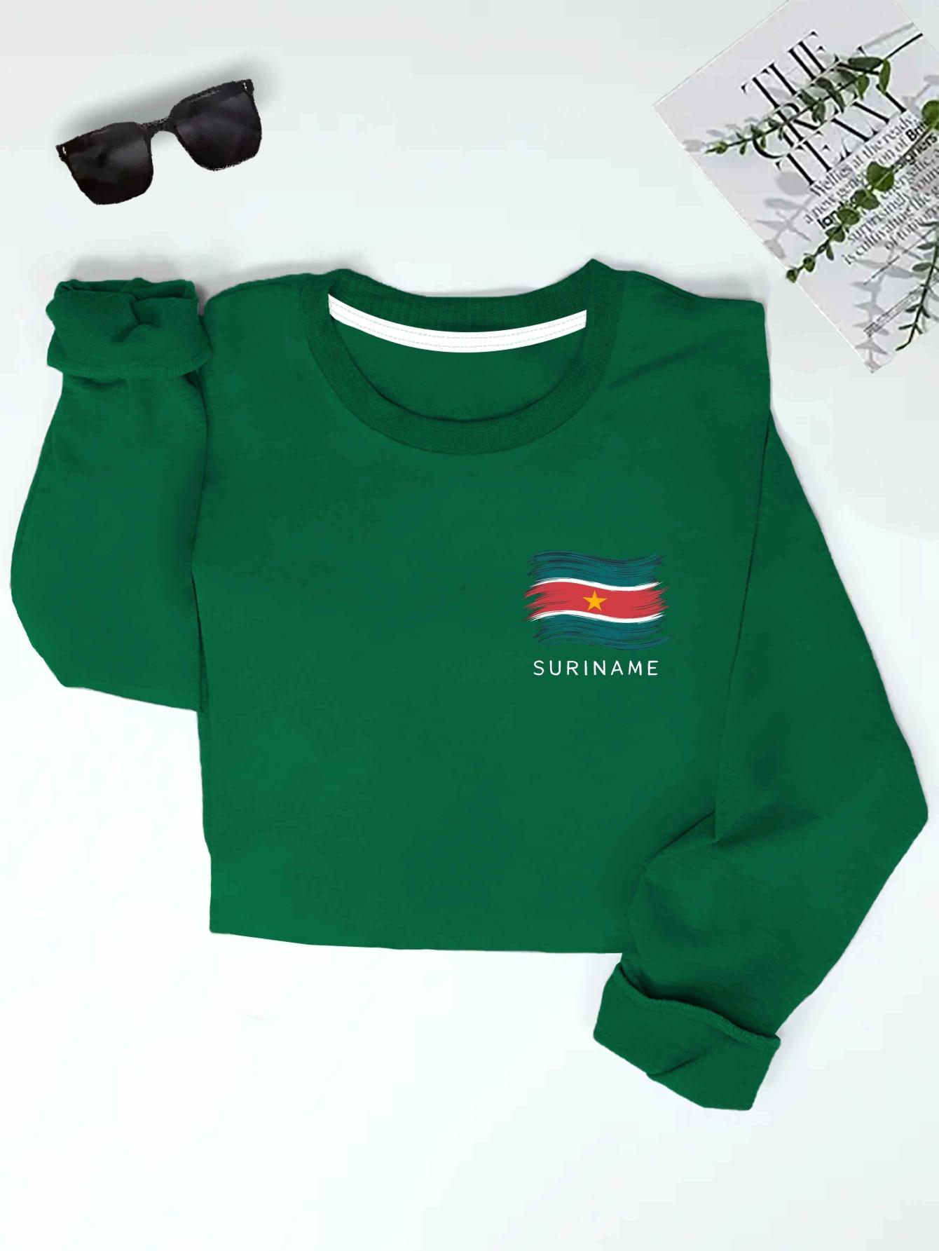 

Suriname flag illustration women s sweatshirts XXL зелений