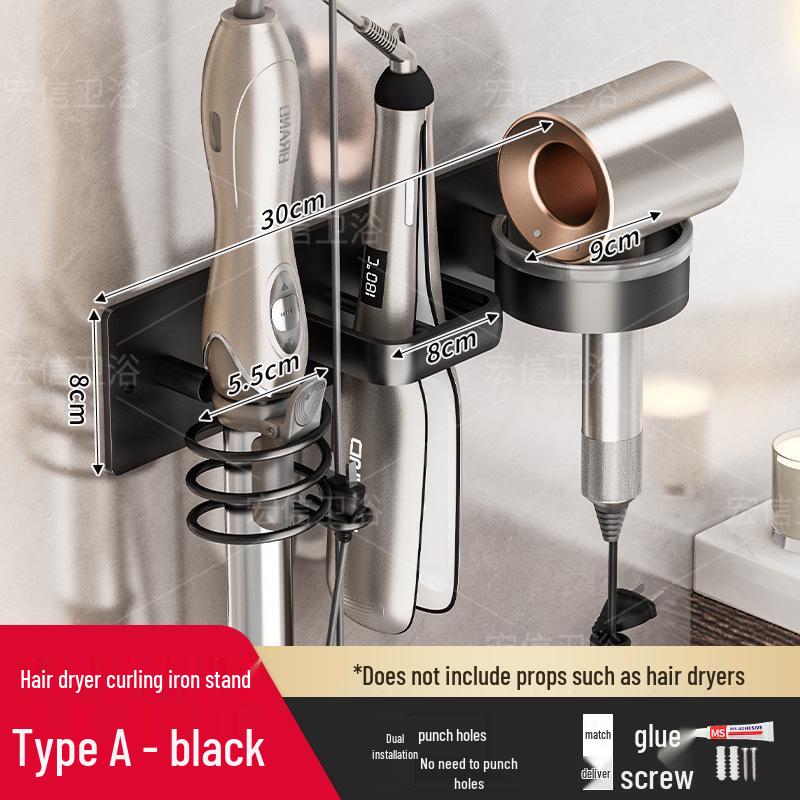 Wall-Mounted Hair Tool Storage Rack for Hair Dryers, Curling Irons, and Straighteners