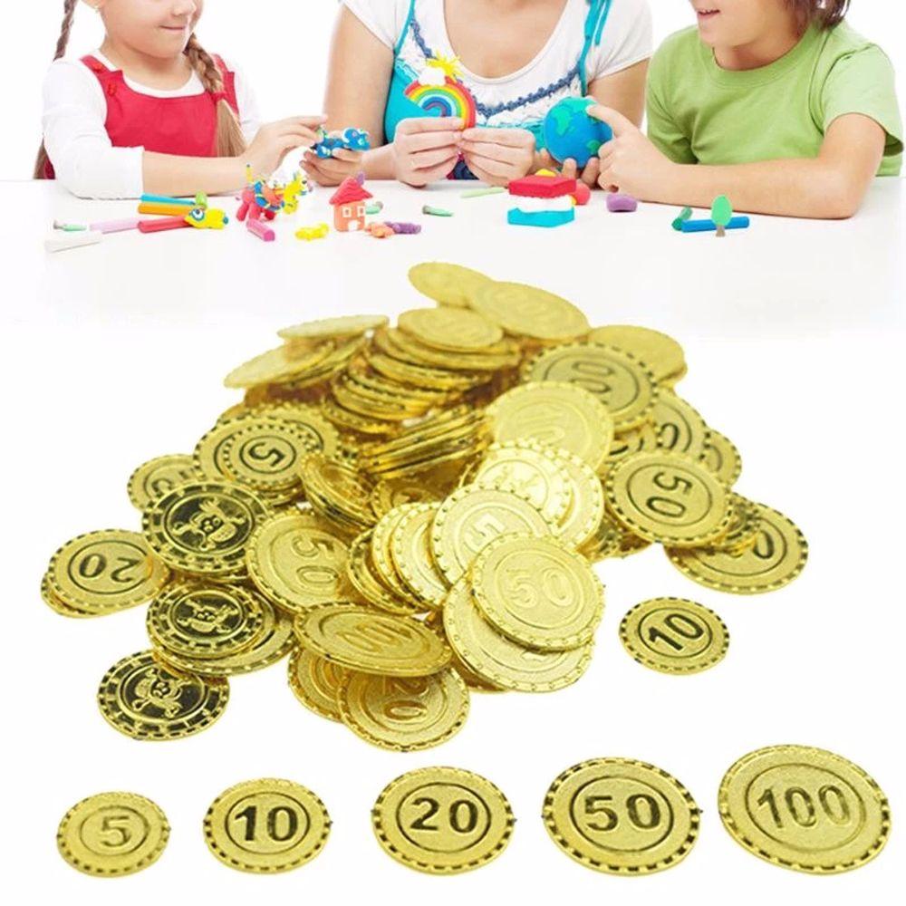 100pcs Pirate Coins Simulation Child Toy Decoration Coin Chip for Party Gold Coins