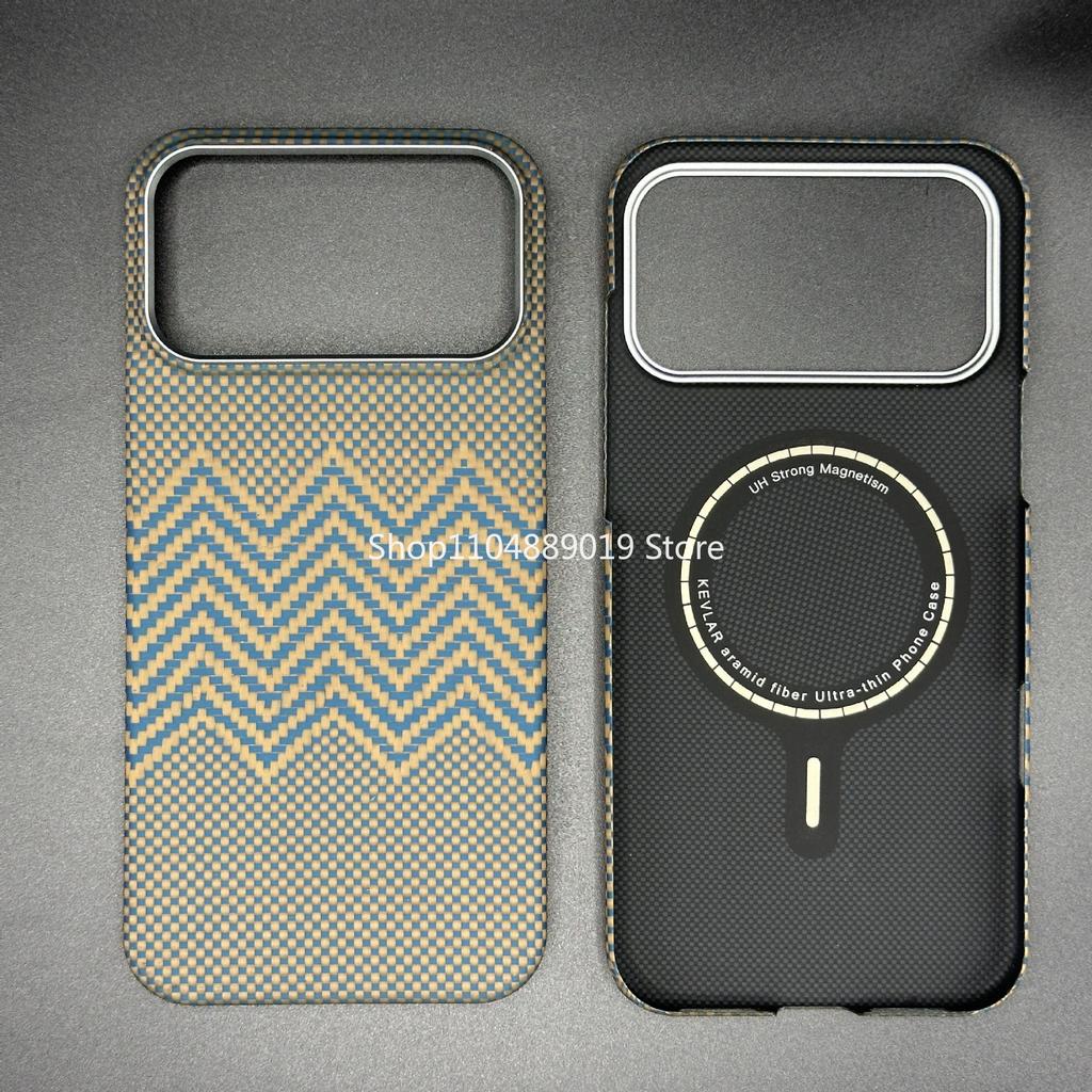 Real Aramid Carbon Fiber for iPhone 17 Air 16 pro max 15pro Ultra-thin Magnetic Case Anti-fall Metal Lens Protection Hard Cover