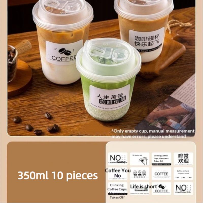 Clear U-shaped Coffee Cups Lidded 10Pcs Disposable for Milk Tea Drinking Pleasure