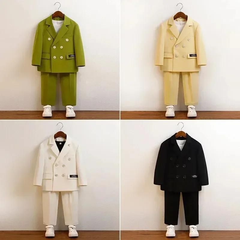 Suit for Boys Fall Casual Children School Uniform Outfits Handsome Kids Host Performance Costume 2-12Y Boy Birthday Blazers Set
