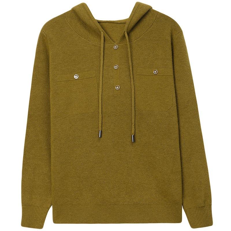 Early autumn new hooded knitted sweater women's loose age-reducing sweater fashion thin bottoming sweater women