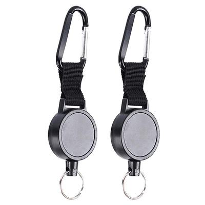 Black Retractable High-Elasticity Carabiner Keychain - Anti-Lost, Anti-Theft, Easy-Pull Buckle