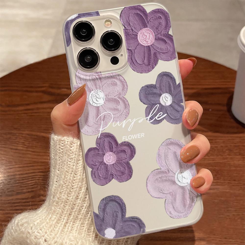 Handyhüllen für iPhone 11 13 15 Pro Max 12 14 Pro Max Hülle iPhone 16 15 Plus 13 Pro 12 Frosted Texture Painted Cartoon Flowers