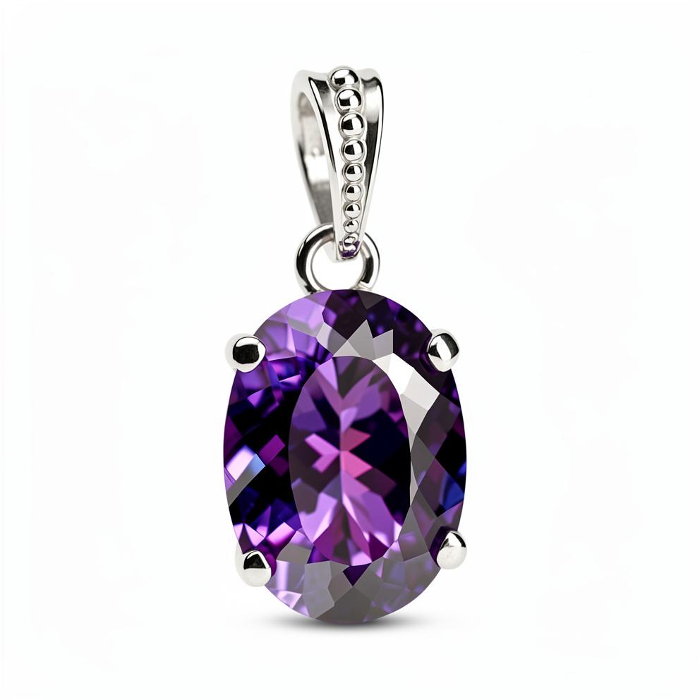 Pendente Certificato in Argento Sterling 925 con Alessandrite Naturale Taglio Ovale 25,80 Carati