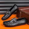 Fashion Hot Selling Man Low Top Leather Casual Shoes Crocodile Pattern Men's Business Shoes Moccasins Comfy Driving Shoes Slip on Flats