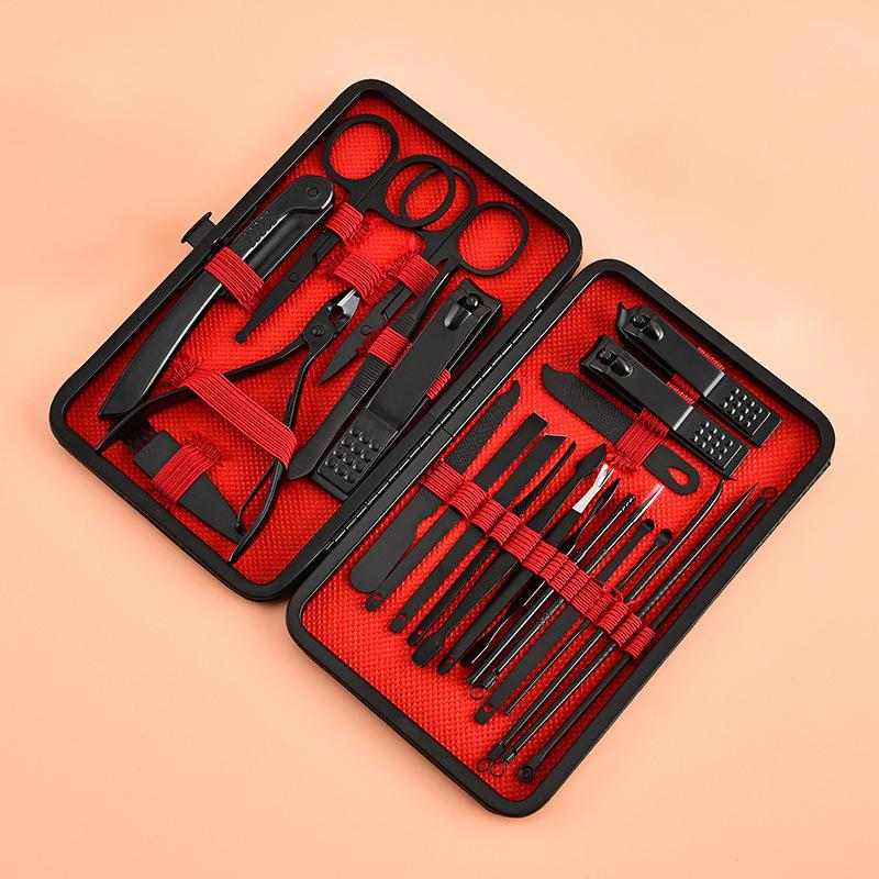 

Black 24-Piece Manicure and Nail Art Set: 8 Clippers Included