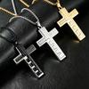 Stainless Steel Bible Cross Pendant Necklace for Men Street Fashion Waterproof Jewelry Accessories Gift