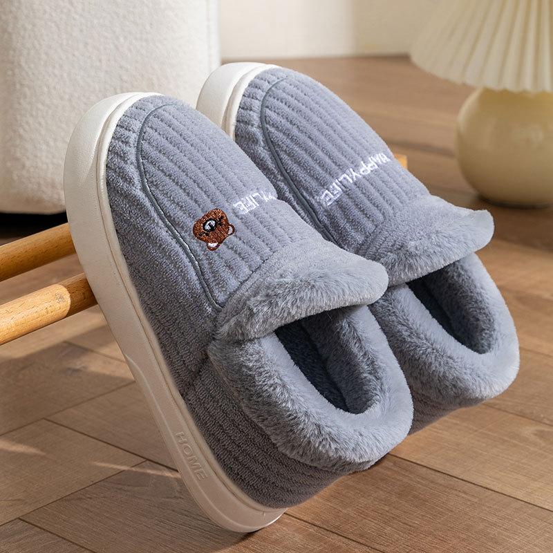 Bag Heel Thickened Cotton Slippers Men's Autumn and Winter Velvet Indoor Home Household Winter Thick-soled Warm Cotton Shoes Women