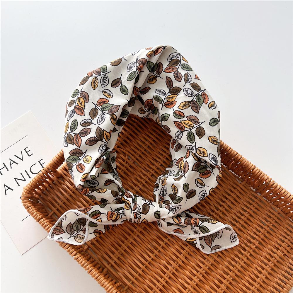 Cotton And Linen Small Square Scarf Silk Scarf Women'S Spring And Autumn New Style Artistic And Versatile Fashionable Temperament Headband Scarf