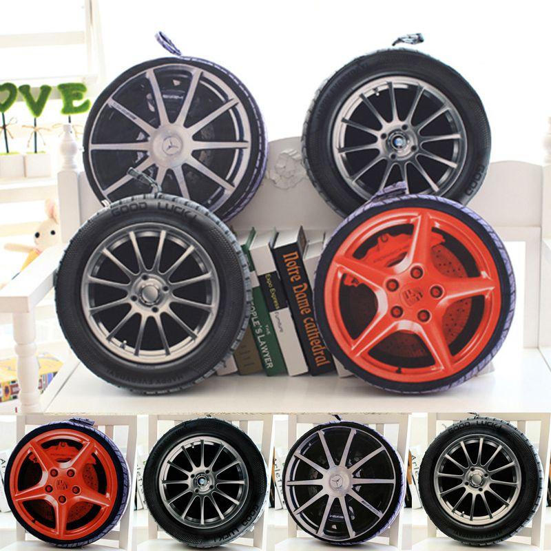 Adorable 3d Print Pillow Car Wheel Tire Plush Cushion For Car And Home Decor