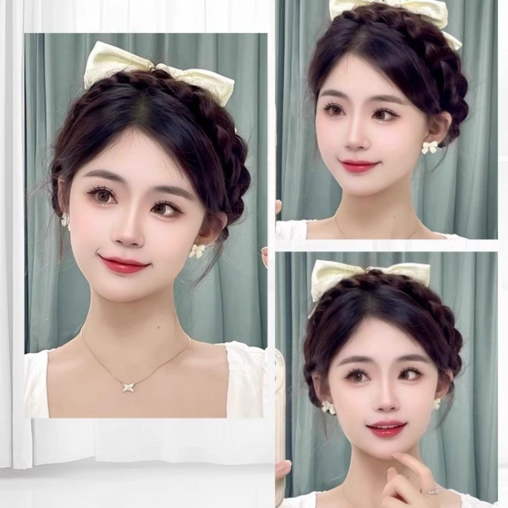 Perucă împletită naturală cu bandă de susținere anti-alunecare, benzi de păr răsucite, versatile, răsuciri, perucă Fishbone pentru femei