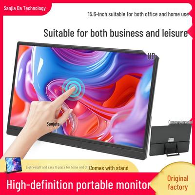 Monitor Portátil IPS de 15,6" com Suporte e Alto-falantes Embutidos para Escritório e Jogos