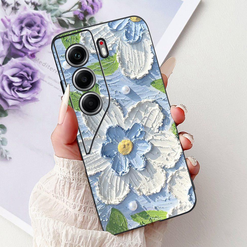 For Tecno Camon 40 Case CM5 Silicone Cute Cat Fashion Flowers Funny Painted Back Cover For Techno Camon 40 Phone Case Bumper