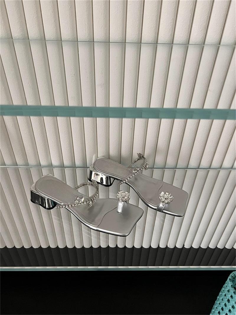 

Вечерние босоножки на толстом каблуке, черные, высокие каблуки, весна-лето 2025, новые женские туфли, классные тапочки 40 серебряный