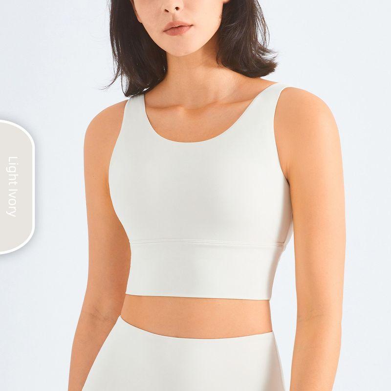 

European and American-Style Lycra Abdomen-Control Sweat-Absorbent High Collar Sports Underwear Light Ivory S (4)