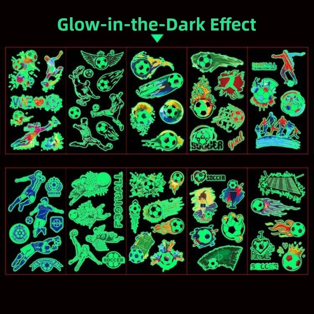 10Pcs/set Soccer Luminous Tattoo Sticker Glowing Cartoon Soccer Tattoo  Women Men