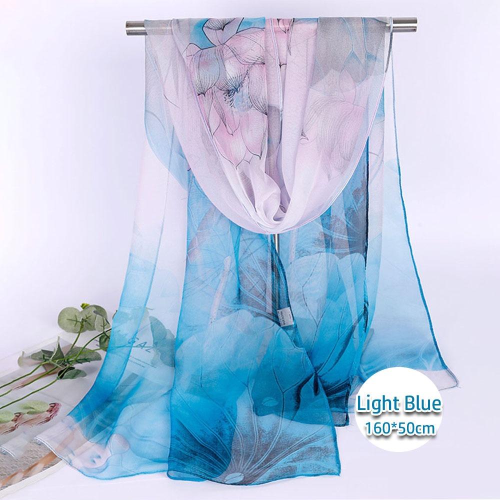 Floral Printing Silk Scarf Smooth Long Wraps Fashion Women Foulard Women