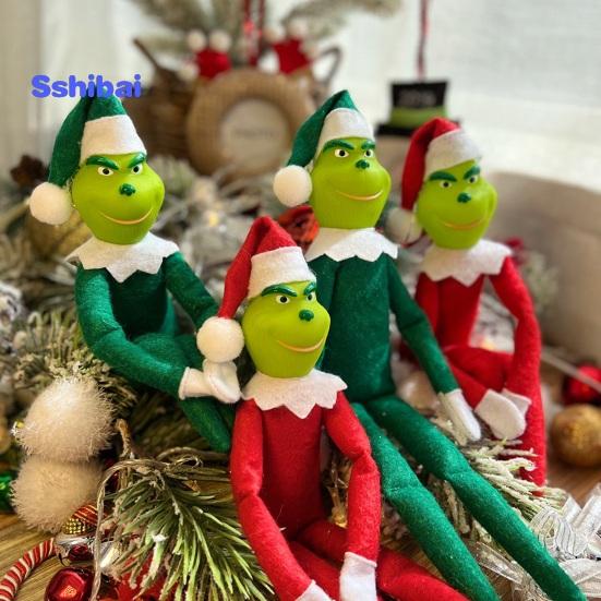 Christmas Elf Doll PVC Toy Eco-friendly Soft Texture Versatile Green Elf Ornament for Festive Decor