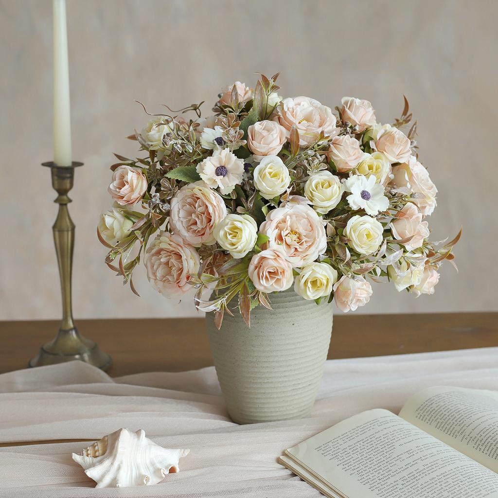 1/2PCS Artificial Roses Flowers Wedding Home Bedroom Decor Bridal Bouquets Garden Fake Silk Peony Hydrangeas Vase Board Outdoors