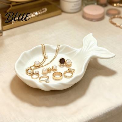 3D Gedruckte Schmuckschale Fischförmige Schale Mädchenhafte Dekorative Schmuckschale Schreibtisch Zarte Relief-Organizer für Kommode Eingang Ringe Ohrringe