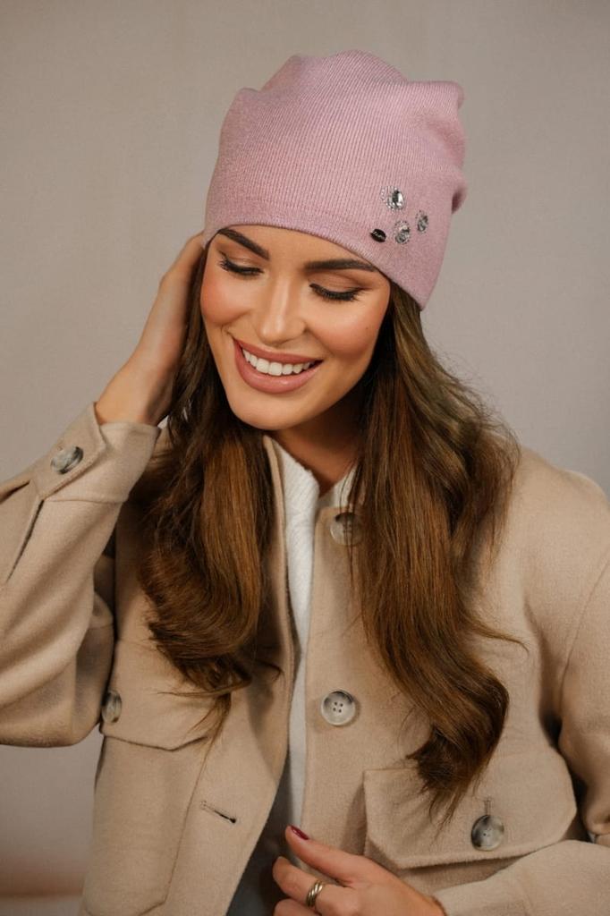 Women' Hat with Rhinestone Ornament Fall/Winter Color Rose Kamea-Marcus