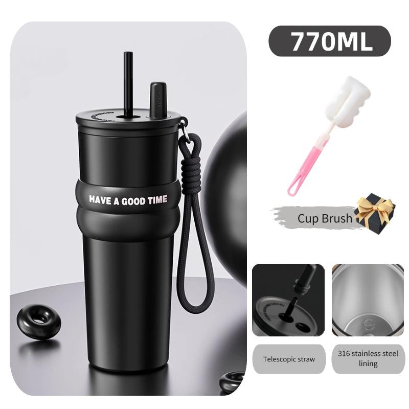 

770ML Stainless Steel Vacuum Insulated Bottle with Straw Leak-proof Thermos Coffee for Hot&Cold Portable Water Bottle for Travel 770ml