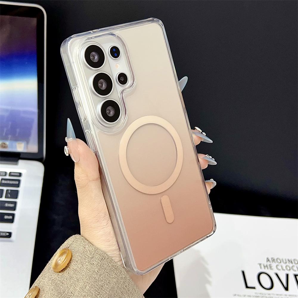 

For Magsafe Colorful Gradient Transparent Acrylic Phone Case For Samsung S25 S26 Ultra S24 Plus Magnetic Wireless Charging Cover Galaxy S24