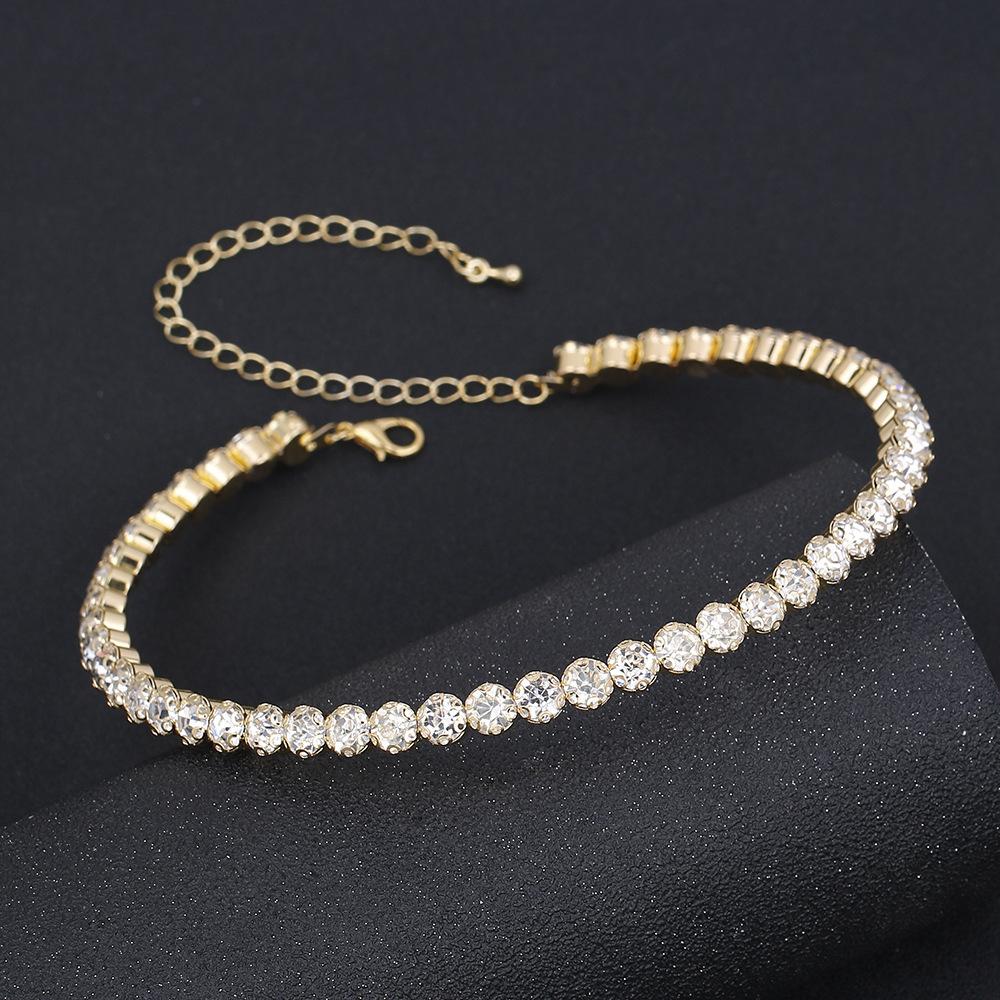 Diamond Necklace Earrings Ring Bracelet Four-Piece Set, Bridal Rhinestone Jewelry Set Ornament