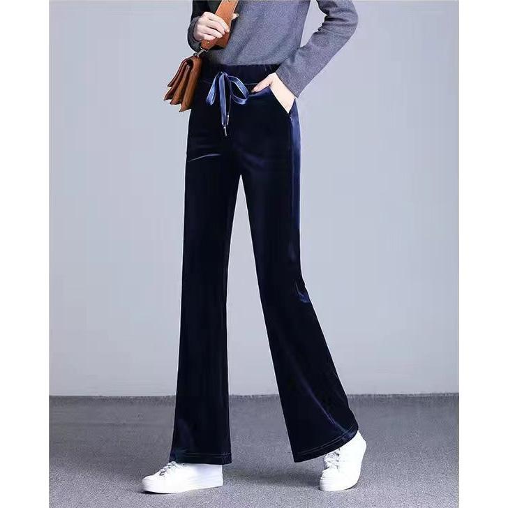 

Оксамитові штани палаццо для жінок осінні з високою посадкою вільні весняно-осінні прямі довгі штани для жінок плюс оксамит M