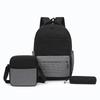 Unisex Plaid Nylon Backpack Set with Shoulder Bag and Pencil Case School Bag