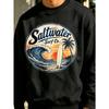 1pc Sweatshirt for Men, Vintage Retro Surfing Graphic Print, Casual Streetwear for Men Beach Summer, PLUS SIZE