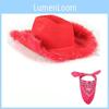 Christmas Red Edged Denim Hat And Bandana Set For Holiday Party Gifts