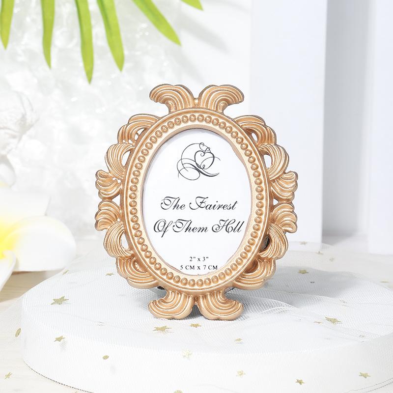 

Mini Baroque Oval Picture Frames Gold Vintage Resin Photo Frames Vertical Tabletop Display Love Theme Event - No Photo Inserts