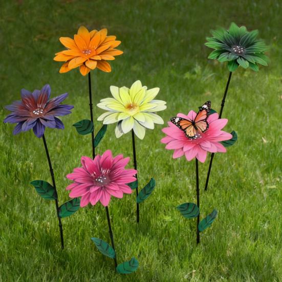 Metal Blomsterhavepæl Vejrbestandig Udendørs Have Græsplæne Terrasse Sti Realistisk Jern Blomsterpæl Dekoration Ornament