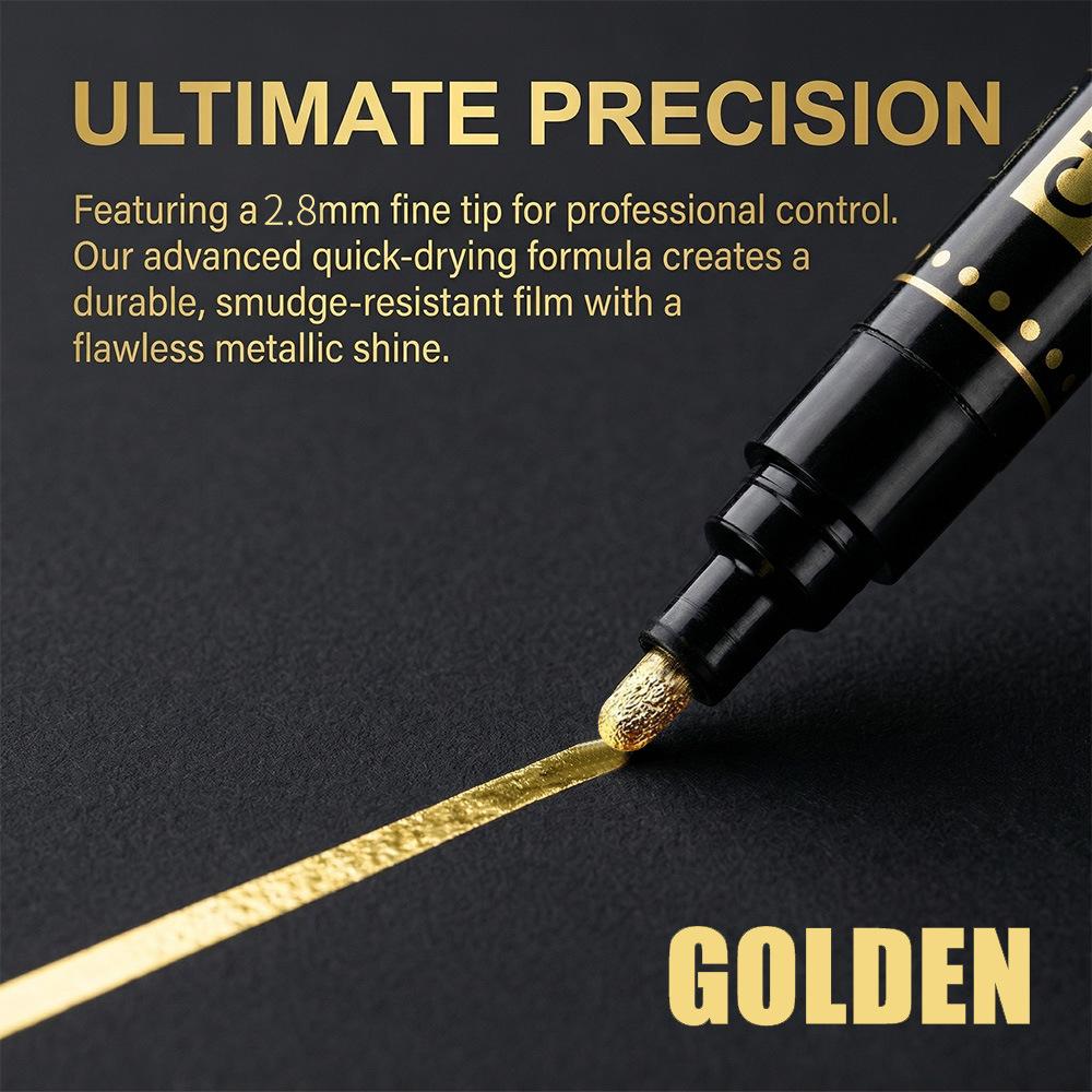 Chrome Markers Mirror Effect Paint Pen 2.8Mm Medium Tip Waterproof Liquid Chrome Marker For Plastic Metal Glass Wood Car Model