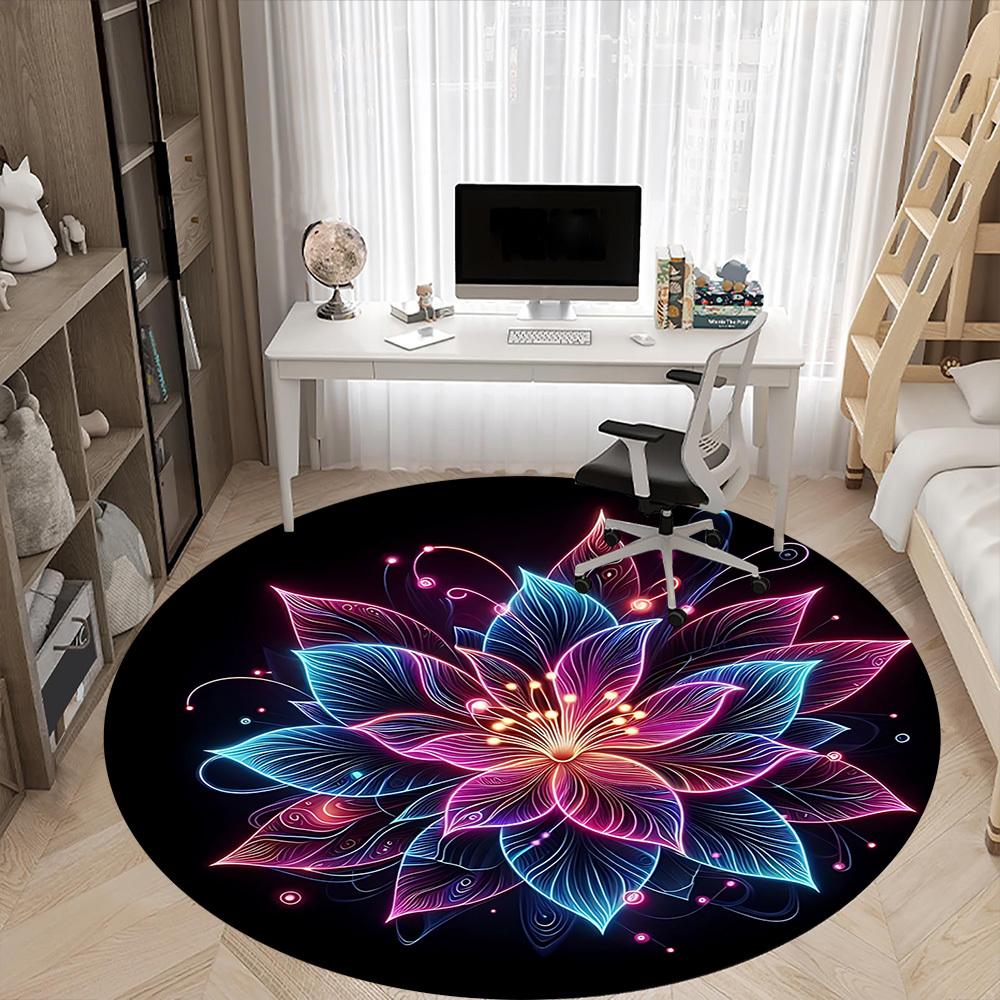 1pc Neon Lotus Chair Carpet for Office Non-Slip Mat for Office - Decorative Floor Mat yy251030257