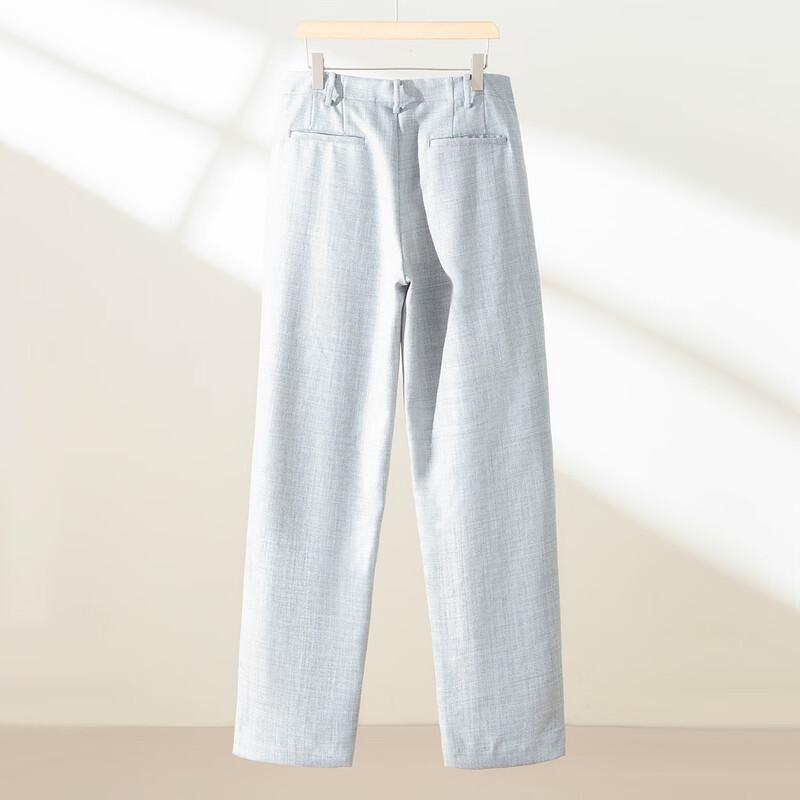 LUOZI Men's Merino Wool Blend Casual Straight-Leg Trousers