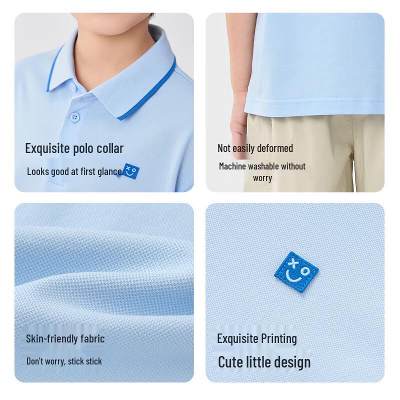 Balabala Boys' 2025 Summer Cooling Polo T-Shirt