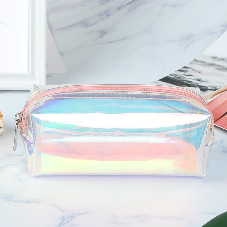 Transparente TPU Make-up Tasche Laser Bunter Federmäppchen Tragbare Aufbewahrung Für Studenten