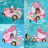 Baby Swim Ring, Supercar Design, Foot-In Swim Ring for Infants, UV Protection SPF50+, Sunscreen, Removable Sunshade, Baby Float, Water Play, Suitable