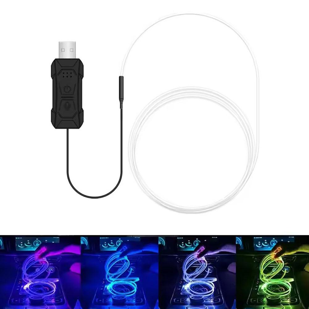 1/2/3/4/5M RGB Car Interior LED Light Strip Ambient Invisible Control Optic USB Atmosphere Fiber support Light Lamp APP Lig C0H7