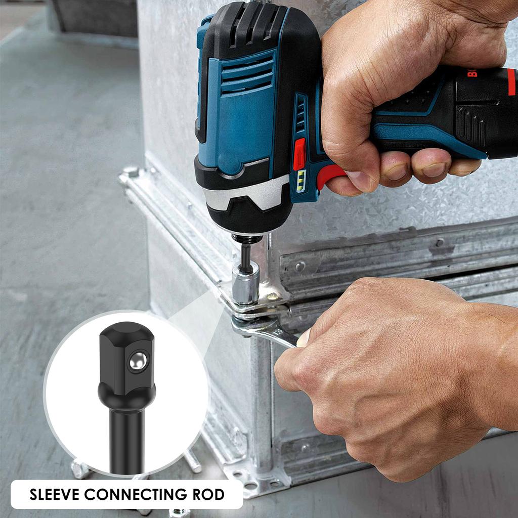 10/20PCS 3/8 In Impact Socket Adapter and Reducer Square Socket Drill Bits Bar Extension 1/4 In Hex Shank Nut Driver Sockets