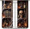 Gothic Bookshelf Curtain Antique Bookcase Spooky Skull Magic Book Halloween Themed Decor Window Kids Teens Adults Curtains Made Of Polyester