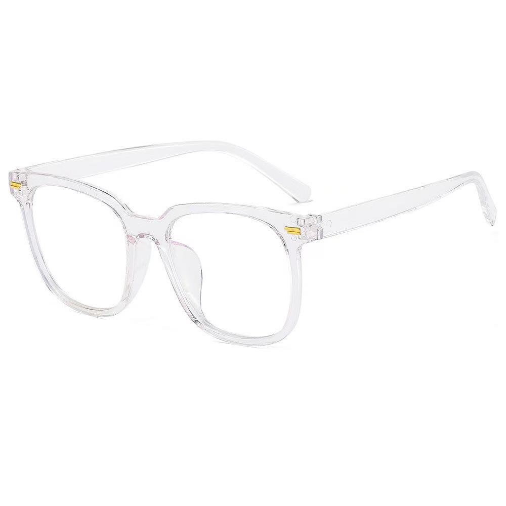 Trendy Gray Transparent Anti-Blue Light Glasses - Unisex Korean Style, Slim Black Frame for Large Faces