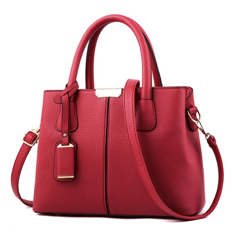 

New European and American Women s Bag Lychee Patterned Fashionable Handbag Shoulder Bag Diagonal Cross Bag бордовий