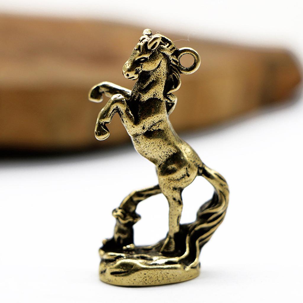 Vintage bronzové figurky koně zvěrokruhu mosazné zvířecí figurky přívěsek klíčenka přívěsek
